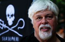 Paul Watson, fondatore e presidente di Sea Shepherd, partecipa a una manifestazione contro il governo del Costa Rica nel 2012.