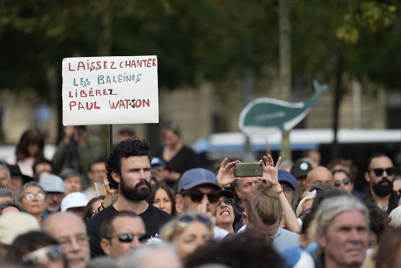 Protesto pela liberdade de Paul Watson em Paris