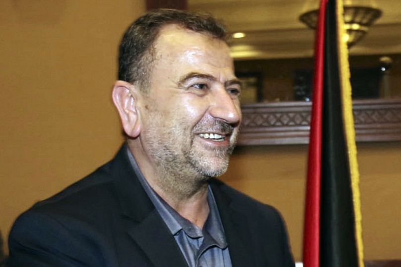 نائب رئيس المكتب السياسي لحماس صالح العاروري عند وصوله إلى مدينة غزة قادما من القاهرة، الخميس، 2 أغسطس، 2018.