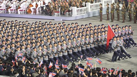 North Korean troops parade during a celebration of the nation's 73rd anniversary in Pyongyang, 9 September, 2021