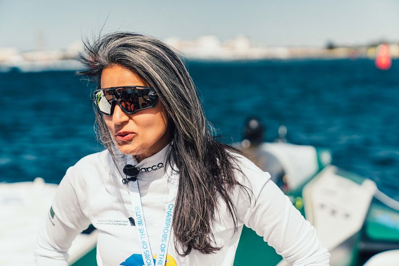 Mashael AlObaidan, one of the pilots on Team Aoki, at the E1 Jeddah race.