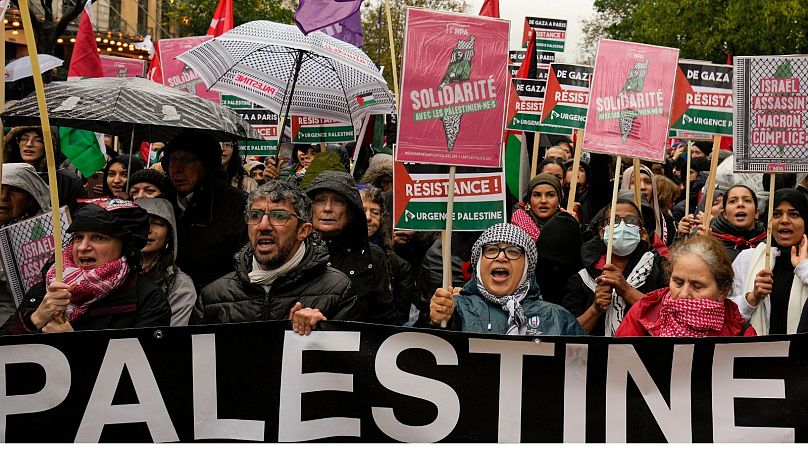 راهپیمایی طرفداران فلسطین در فرانسه
