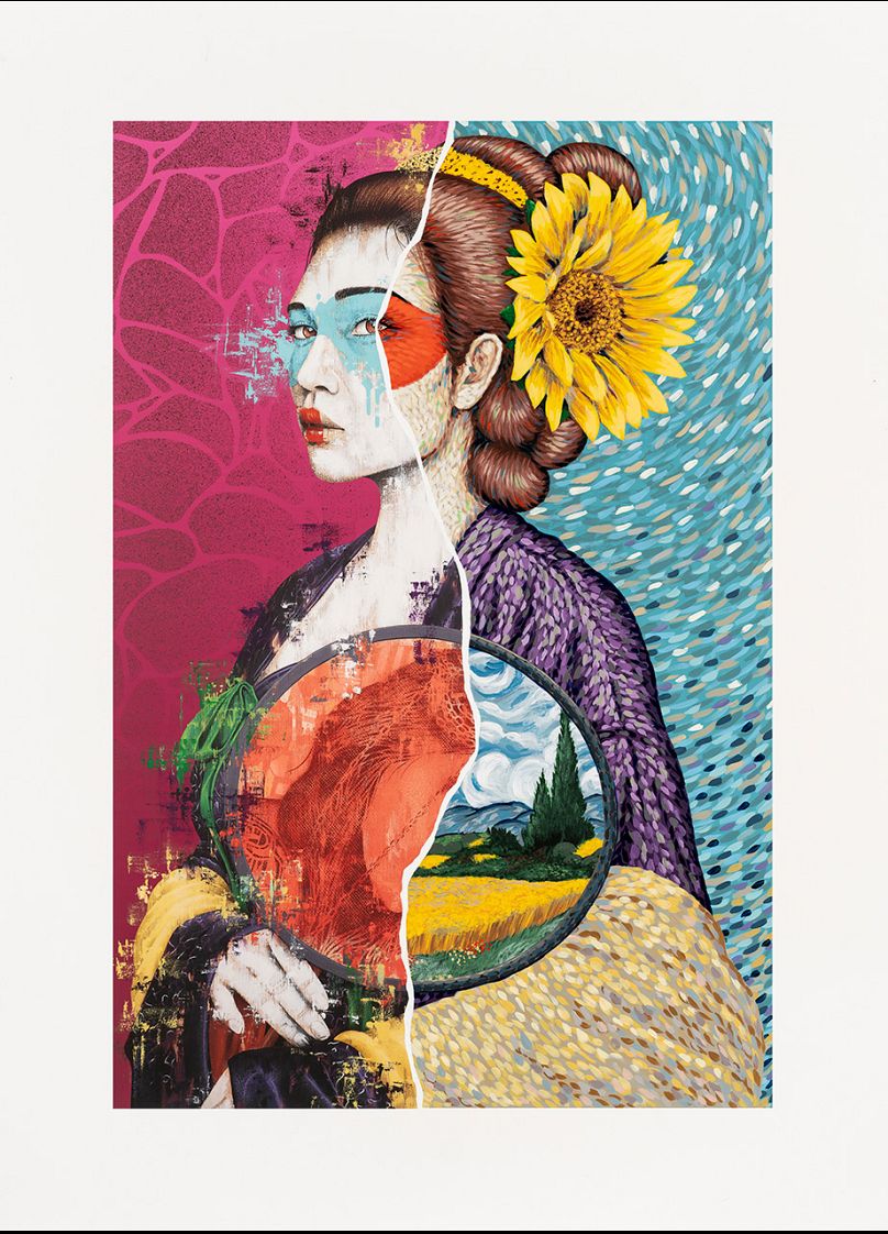 A work from Fin DAC's HomEage series, combing his style with Vincent Van Gogh's.