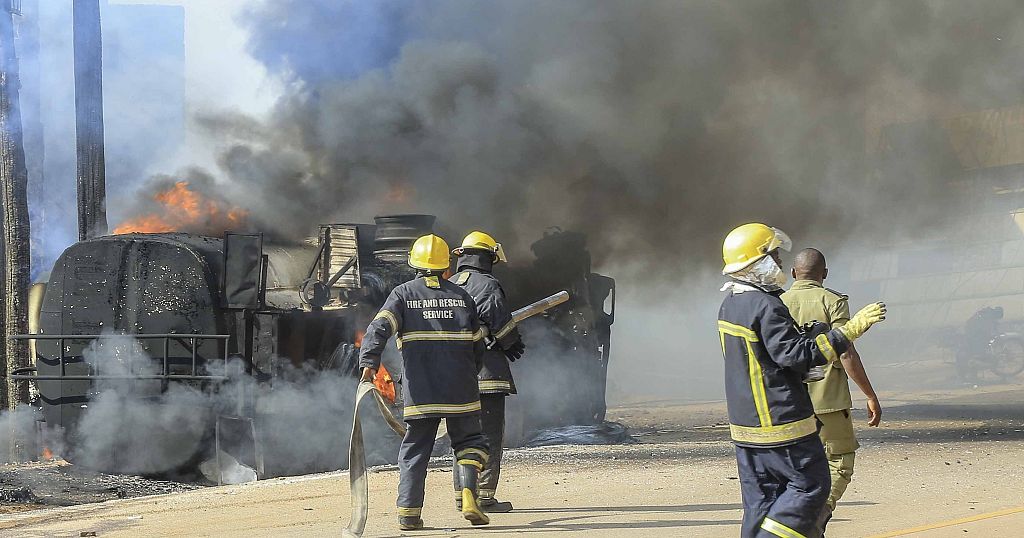 Gasoline truck overturns and explodes near Uganda’s capital, killing 11