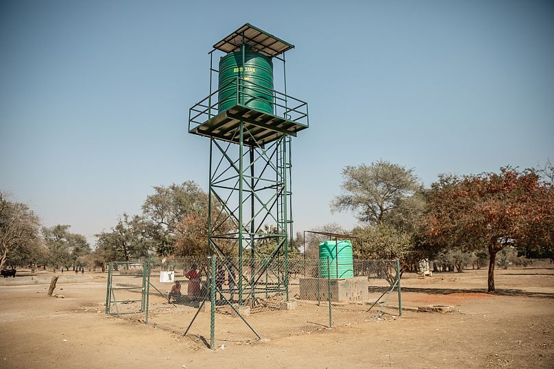 	A water tower in the community of Nteme on September 12, 2024 in Monze District, Zambia.