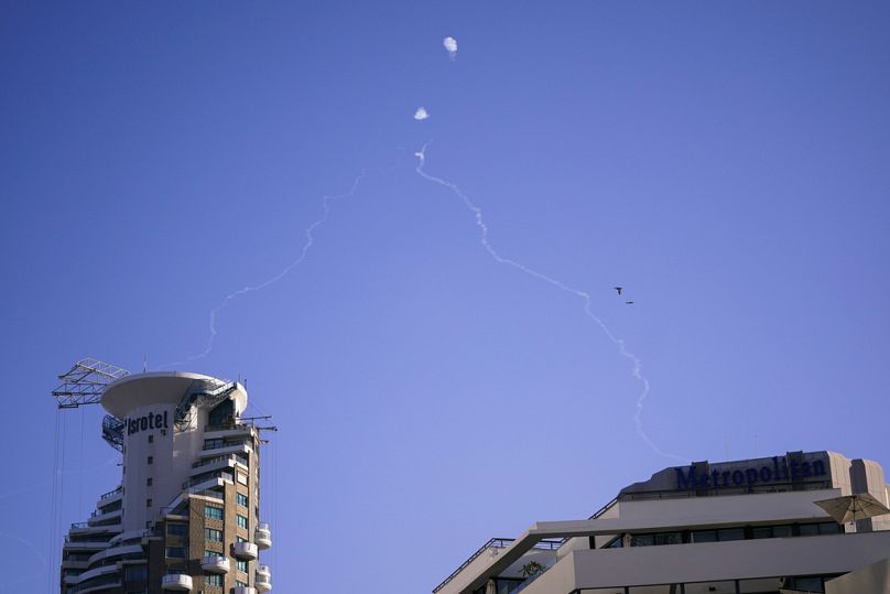 Israel's Iron Dome anti-missile system intercepts rockets over Tel Aviv