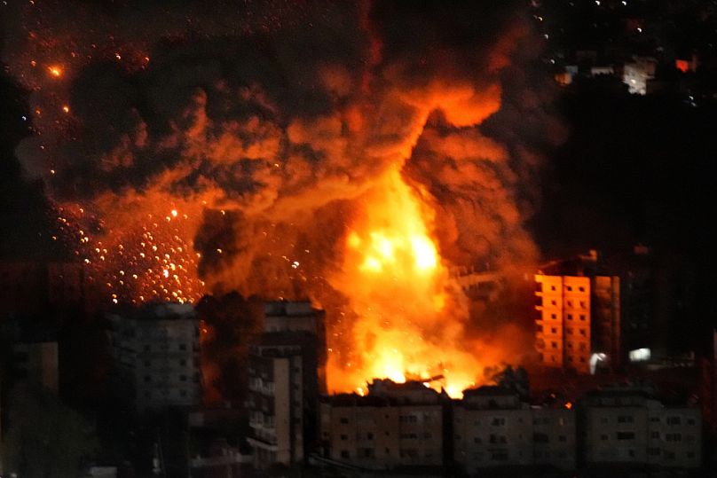 An Israeli air strike hits a southern district of the Lebanese capital Beirut