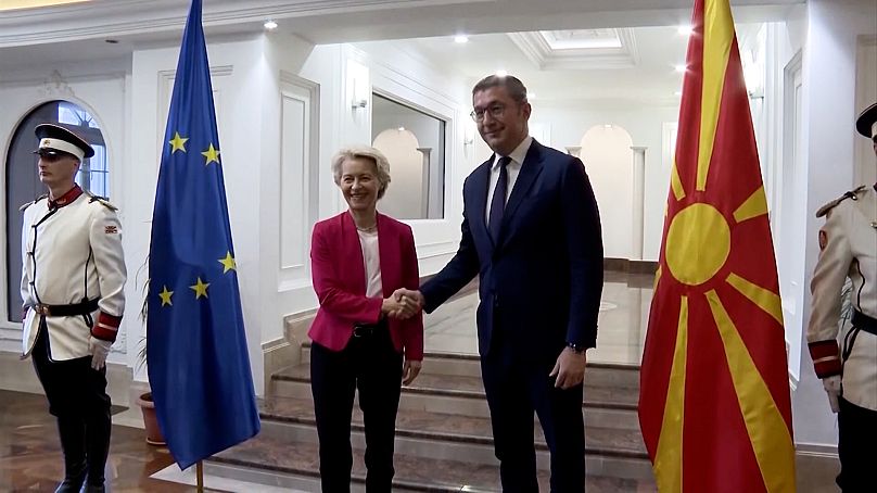 Ursula von der Leyen, et le Premier ministre de Macédoine du Nord, Hristijan Mickoski