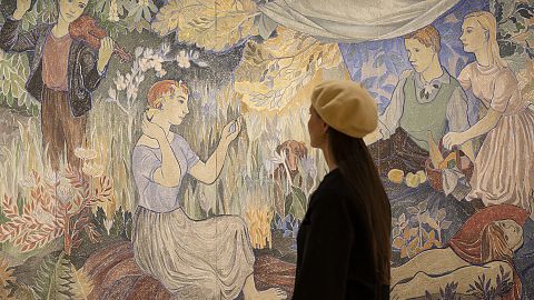 Installation view. Tove Jansson: Party in the Countryside, 1947 (detail). HAM Helsinki Art Museum. 