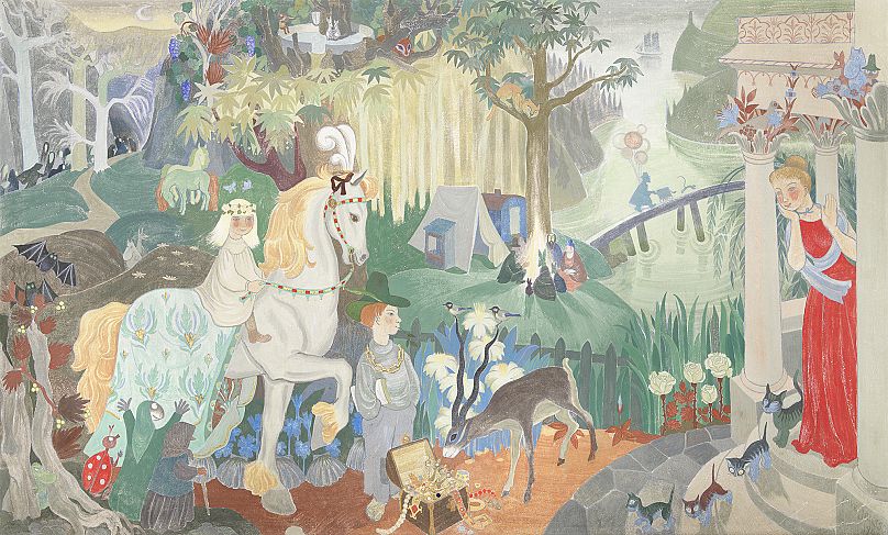 Tove Jansson: Fairytale Panorama (left panel), 1949. Commision for the wall at the kindergarten of Ab Federation Stevedoring