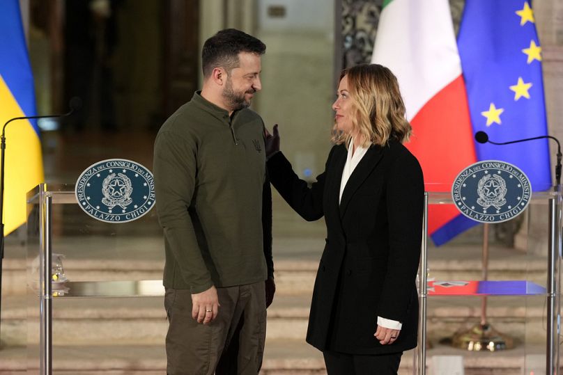 Volodimir Zelenszkij ukrán elnökkel a Villa Pamphiljban - Róma, 2024. október 10.