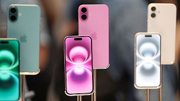 The Apple iPhone 16 is displayed at the Apple Fifth Avenue store on Sept. 20, 2024, in New York. 