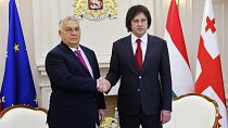 Il primo ministro ungherese Viktor Orbán è con il primo ministro georgiano Irakli Kobakhidze, Tbilisi, 29 ottobre 2024