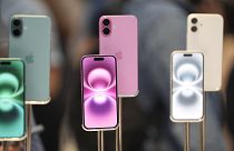 The Apple iPhone 16 model seen on display at the Apple Fifth Avenue store in New York