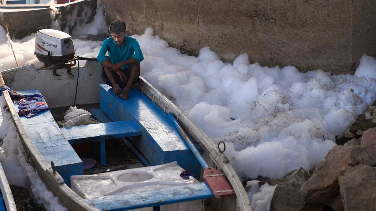 Toxic foam covers one of India's most sacred rivers putting millions of Hindus at risk