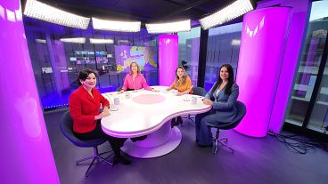 Host Méabh Mc Mahon with Tinatin Akhvlediani, Iliriana Gjoni and Teona Lavrelashvili Host Méabh Mc Mahon with Tinatin Akhvlediani, Iliriana Gjoni and Teona Lavrelashvili