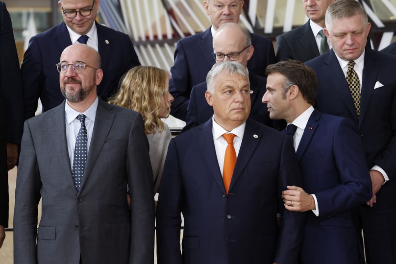 Orbán Viktor európai vezetőkkel a tavaly októberi uniós csúcstalálkozón 
