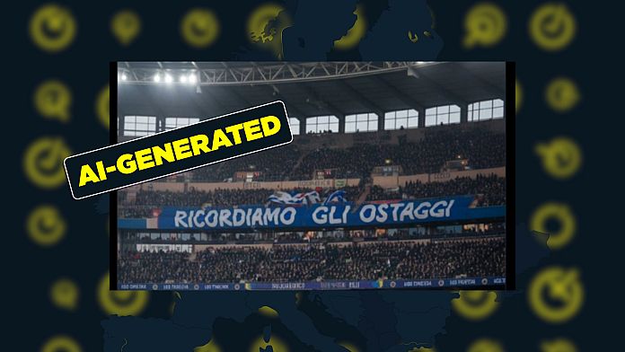 Diventa virale la falsa immagine dello striscione pro-Israele alla partita di calcio con l'Italia