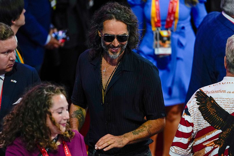 Russell Brand is seen during the Republican National Convention Thursday, July 18, 2024, in Milwaukee