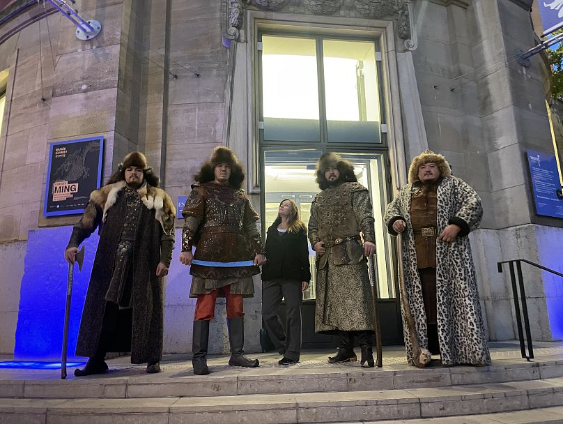 Katy Dartford ( centre) with Batyr warriors of the 17-18th century