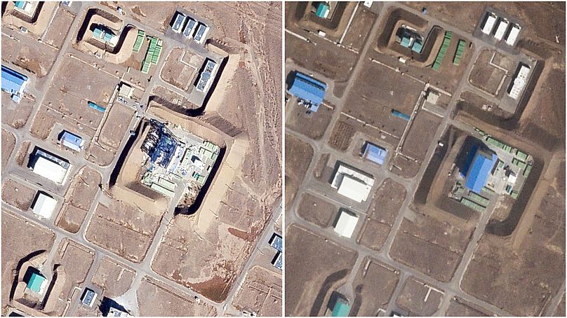Imágenes de satélite antes y después de los ataques israelíes al complejo