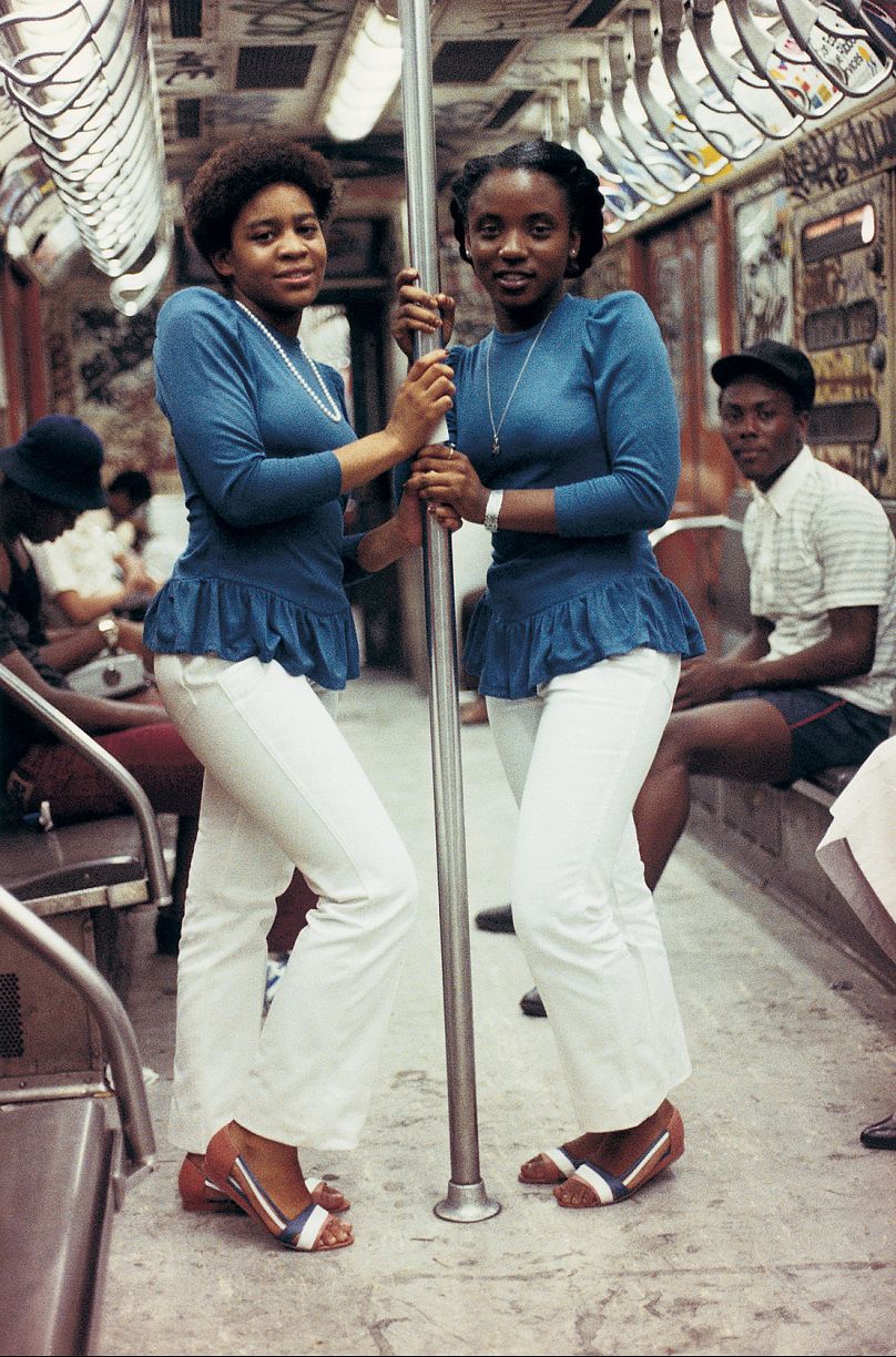 Jamel Shabazz 'Two Women in Blue on Subway'