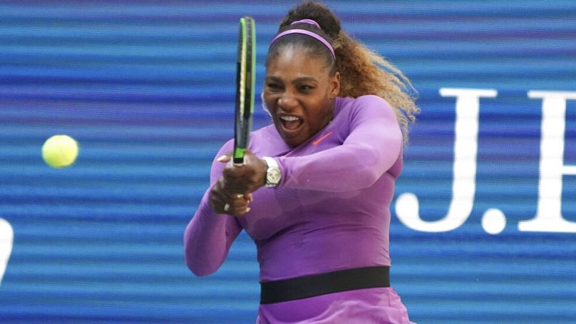 Az amerikai Serena Williams a cseh Karolina Muchova elleni mérkőzésen a New York-i US Openen 2019.08.30-án.