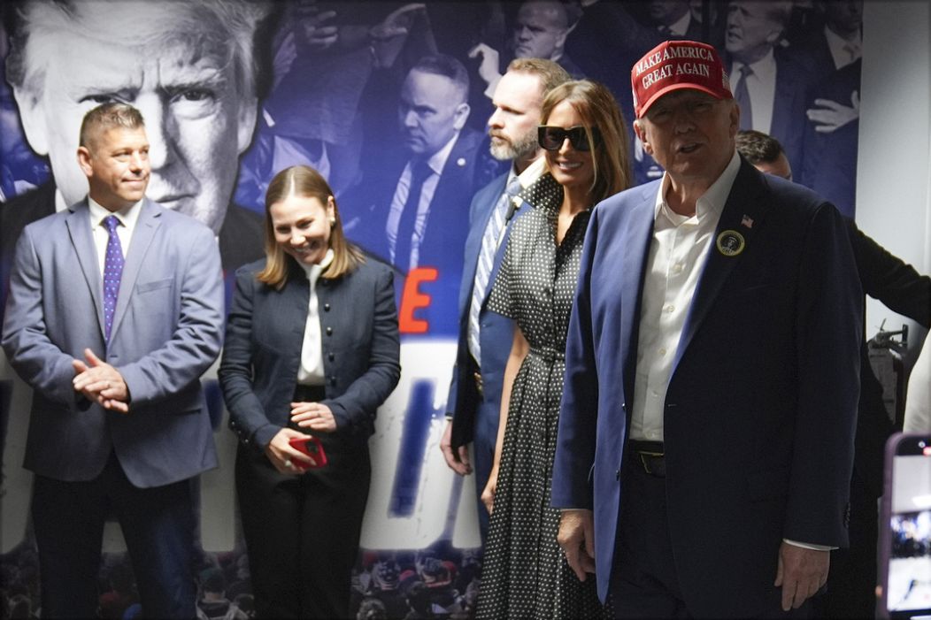 Republican presidential nominee Donald Trump visits his campaign headquarters in Florida