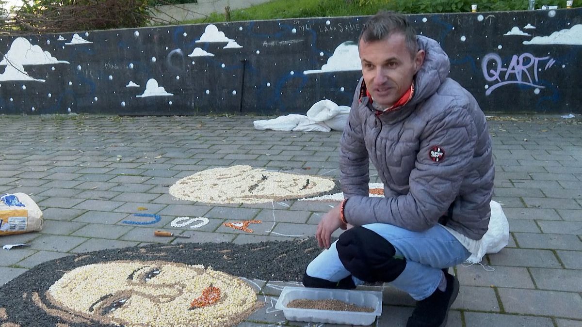 From Kosovo with love, mosaic artist honours Trump and Harris