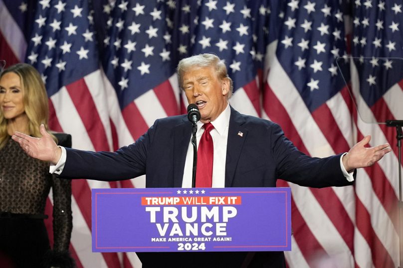 Donald Trump in un discorso nella notte delle elezioni americane, West Palm Beach, 06 novembre 2024
