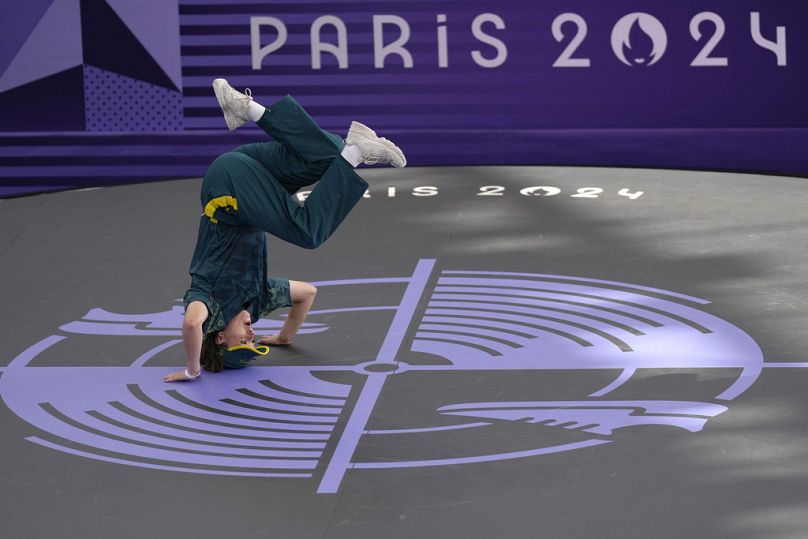 File: Australia's Rachael Gunn, known as B-Girl Raygun, competes at the 2024 Summer Olympics, Friday, Aug. 9, 2024, in Paris, France 