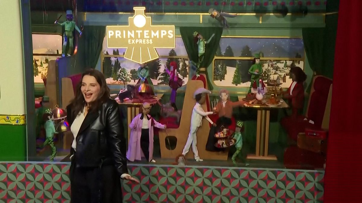 Juliette Binoche launches Paris Christmas window display