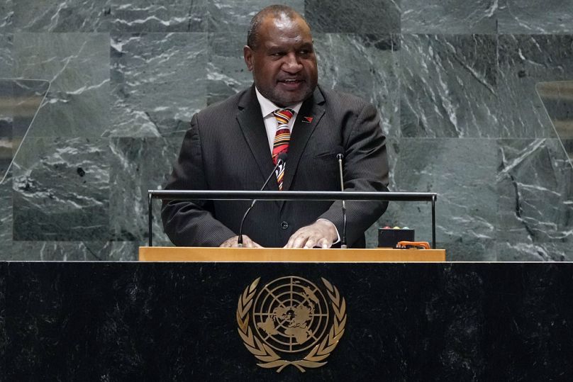 Papua New Guinea Prime Minister James Marape addresses the 79th session of the United Nations General Assembly.