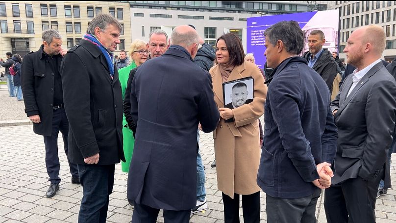 Svetlana Tsikhanouskaya a Berlino nella commemorazione della caduta del Muro (8 novembre 2024)