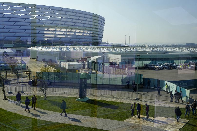 Le stade olympique de Bakou, où se tiendra le sommet de l'ONU sur le climat COP29, le dimanche 10 novembre 2024, à Bakou, en Azerbaïdjan.