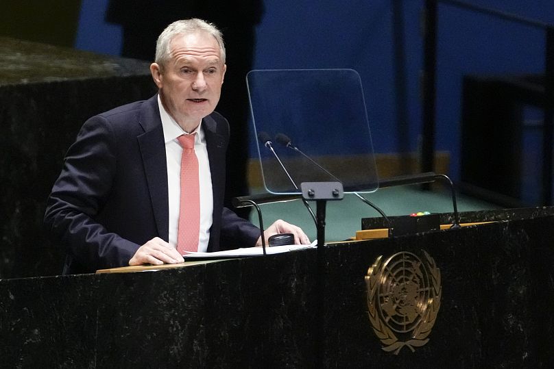 Kőrösi Csaba az ENSZ Közgyűlés üléstermében