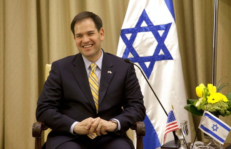 ABD'li Senatör Marco Rubio, dönemin İsrail Cumhurbaşkanı Şimon Peres ile görüşüyor, 20 Şubat, 2013.