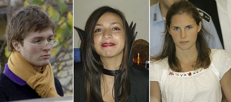 Italian student Raffaele Sollecito, slain British woman Meredith Kercher and her American roommate Amanda Knox.