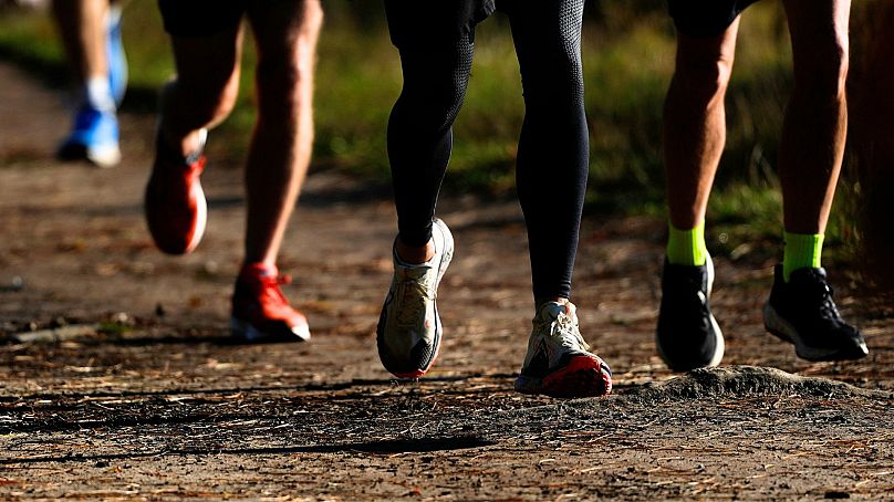 Runners compete in the parkrun event in Bushy Park, southwest London, Saturday, 28 September 2024.