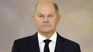 German Chancellor Olaf Scholz at Bellevue Palace in Berlin Thursday, Nov. 7, 2024.