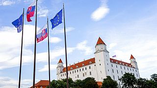 File photo: Slovak and EU flags blow in the wind near the Bratislava castle in Bratislava, Slovakia, Thursday, June 30, 2016