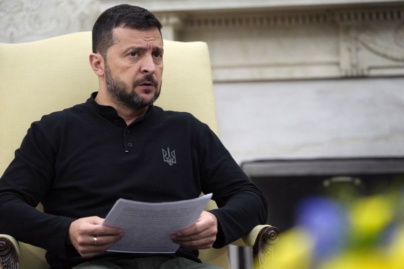 Volodimir Zelenszkij ukrán elnök a Fehér Ház ovális irodájában 2024. szeptember 26-án