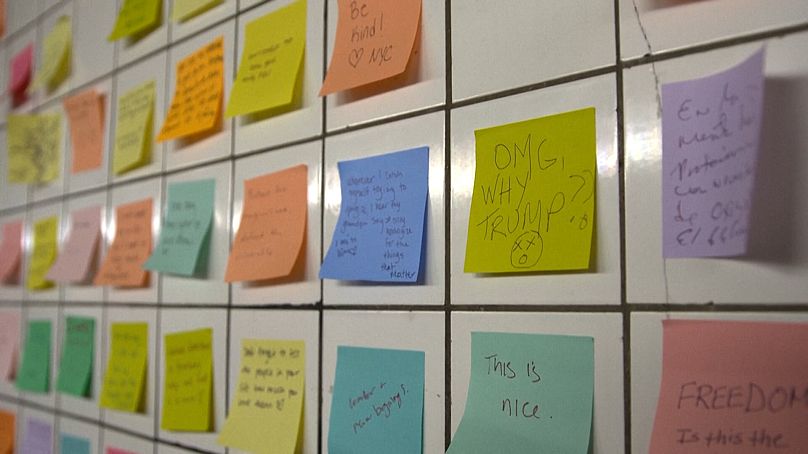 Notes displayed as part of the "Subway Therapy" project 