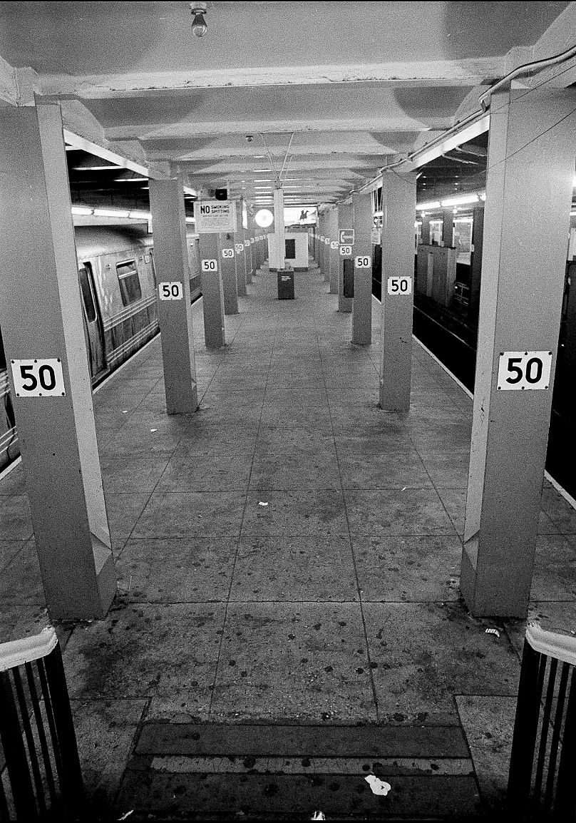 El andén del metro de la calle 50, bajo el Rockefeller Center, en 1977