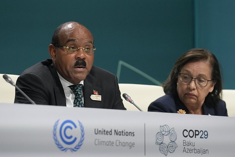 Gaston Browne na sessão plenária da COP29