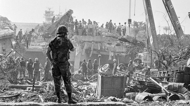 Pillanatkép az 1983-as bejrúti terrortámadás után
