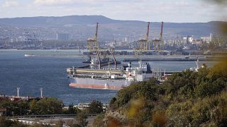 An oil tanker moored in Novorossiysk, Russia, in 2022