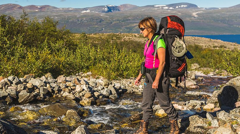 Woman hiking near Kiruna, Sweden