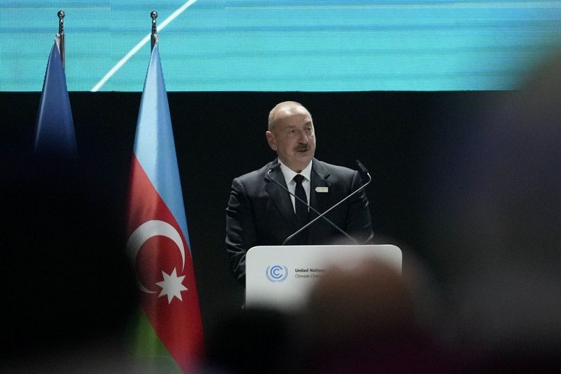 Ilham Alijev azeri elnök a COP megnyitóján