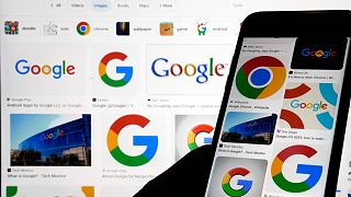 FILE - Google logos are displayed when searched for Google in New York, Sept. 11, 2023.